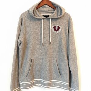 True Religion Collegiate Hoodie Gray L Embroidered Logo